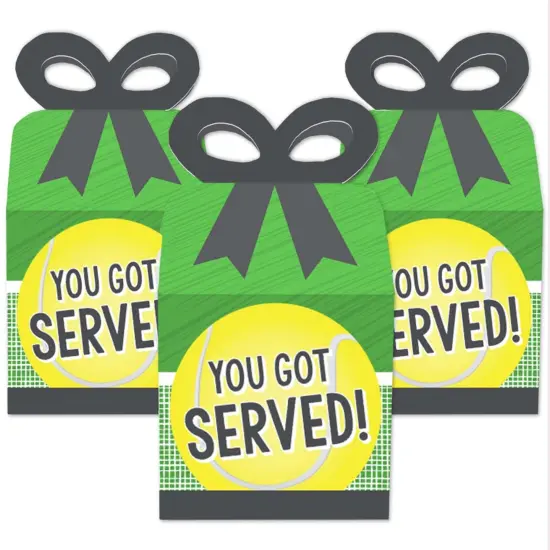 Big Dot of Happiness You Got Served - Tennis - Square Favor Gift Boxes - Baby Shower or Tennis Ball Birthday Party Bow Boxes - Set of 12 {3}