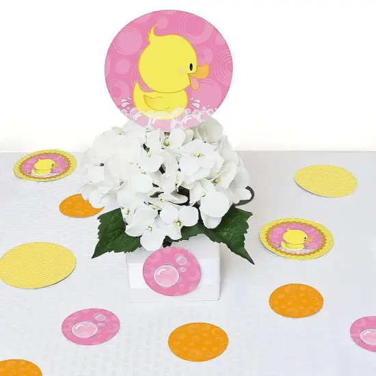 Big Dot of Happiness Pink Ducky Duck - Girl Baby Shower or Birthday Party Giant Circle Confetti - Party Decorations - Large Confetti 27 Count {7}