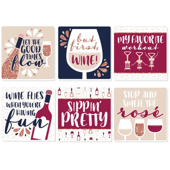 Big Dot of Happiness But First, Wine - Funny Wine Tasting Party Decorations - Drink Coasters - Set of 6 {1}