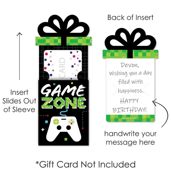 Big Dot of Happiness Game Zone - Pixel Video Game Party or Birthday Party Money and Gift Card Sleeves - Nifty Gifty Card Holders - Set of 8 {7}