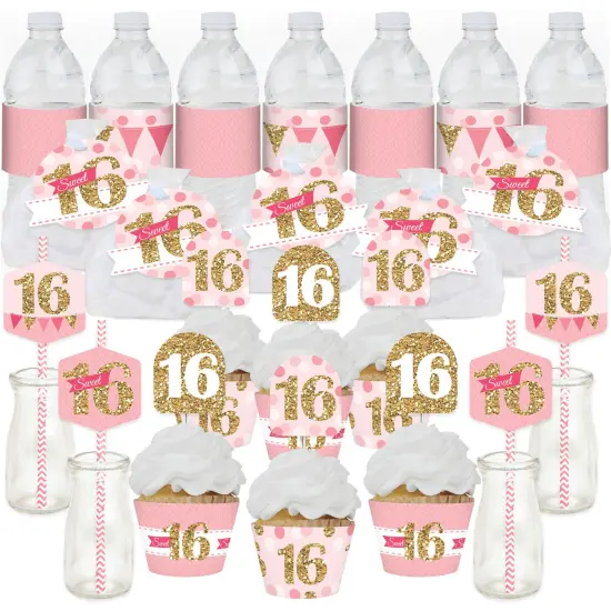 Big Dot of Happiness Sweet 16 - 16th Birthday Party Favors and Cupcake Kit - Fabulous Favor Party Pack - 100 Pieces {1}