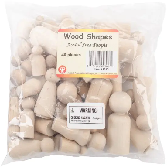 Hygloss Wood People 40/Pkg-Assorted Shapes & Sizes {1}