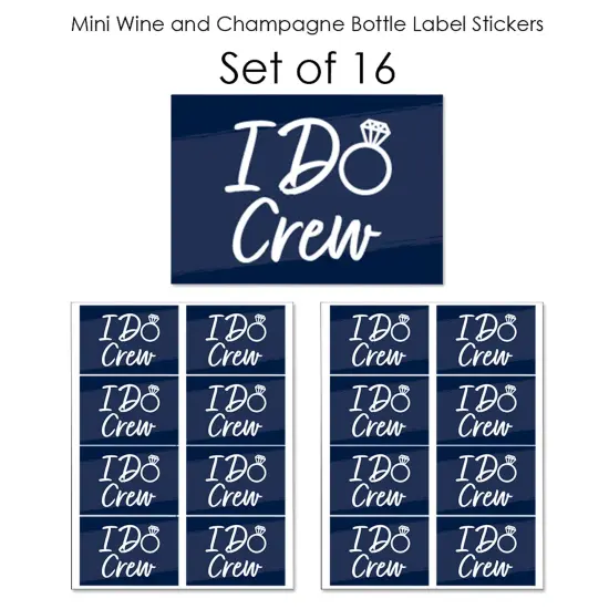 Big Dot of Happiness Navy Blue Elegantly Simple - Mini Wine & Champagne Bottle Label Stickers - Wedding or Bridal Shower Guest Party Favor Gift 16 Ct {7}