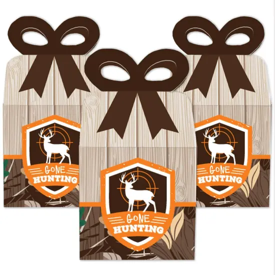 Big Dot of Happiness Gone Hunting - Square Favor Gift Boxes - Deer Hunting Camo Baby Shower or Birthday Party Bow Boxes - Set of 12 {3}
