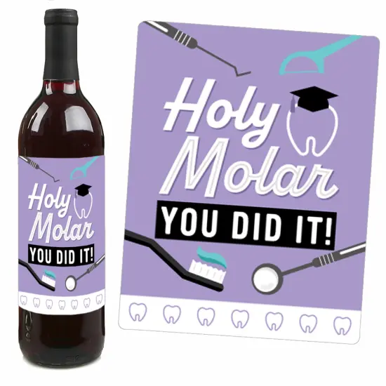 Big Dot of Happiness Dental School Grad - Dentistry and Hygienist Graduation Party Decorations for Women and Men - Wine Bottle Label Stickers - 4 Ct {4}