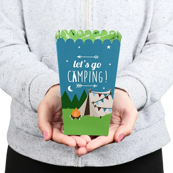 Big Dot of Happiness Happy Camper - Camping Baby Shower or Birthday Party Favor Popcorn Treat Boxes - Set of 12 {6}