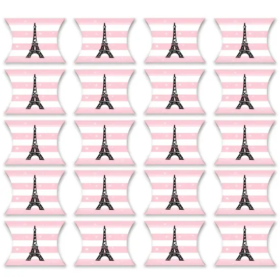 Big Dot of Happiness Paris, Ooh La La - Favor Gift Boxes - Paris Themed Baby Shower or Birthday Party Petite Pillow Boxes - Set of 20 {6}