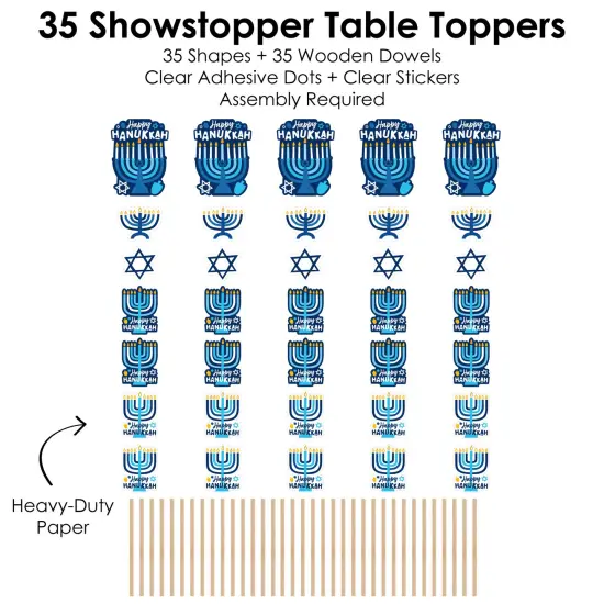Big Dot of Happiness Hanukkah Menorah - Chanukah Holiday Party Centerpiece Sticks - Showstopper Table Toppers - 35 Pieces {7}