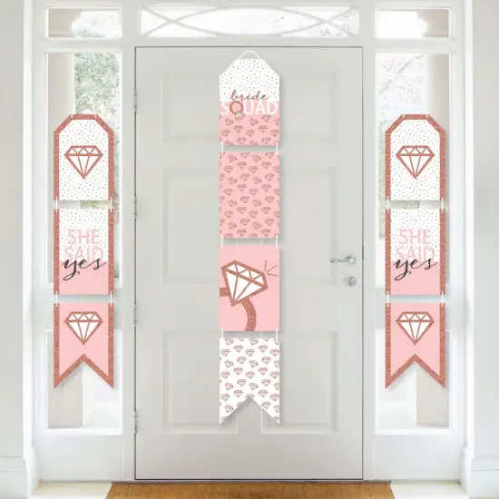Big Dot of Happiness Bride Squad - Hanging Vertical Paper Door Banners - Rose Gold Bridal Shower Bachelorette Party Wall Decor Kit - Indoor Door Decor {1}