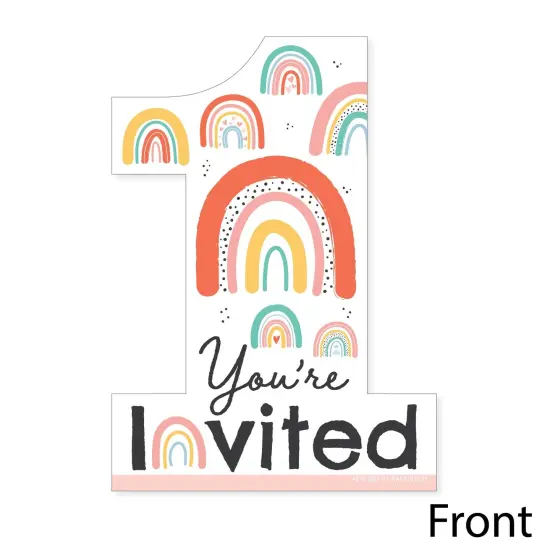 Big Dot of Happiness 1st Birthday Hello Rainbow - Shaped Fill-In Invitations - Boho First Birthday Party Invitation Cards with Envelopes - Set of 12 {4}