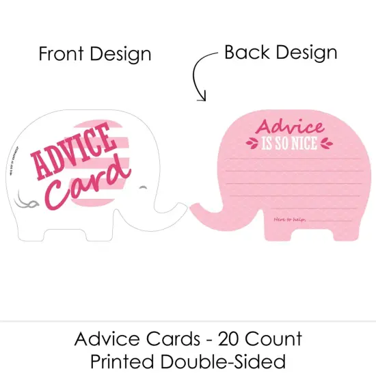 Big Dot of Happiness Pink Elephant - Wish Card Girl Baby Shower Activities - Shaped Advice Cards Game - Set of 20 {4}