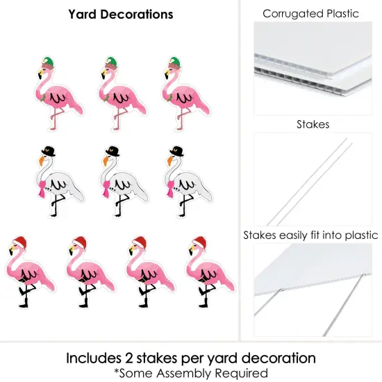 Big Dot of Happiness Flamingle Bells - Pink Flamingo Christmas Lawn Decorations - Outdoor Tropical Christmas Yard Decorations - 10 Piece {7}