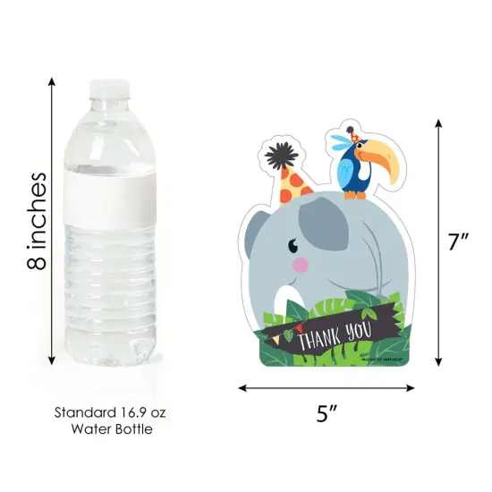 Big Dot of Happiness Jungle Party Animals - Shaped Thank You Cards - Safari Birthday Party or Baby Shower Thank You Cards with Envelopes - Set of 12 {7}