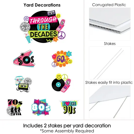 Big Dot of Happiness Through the Decades - Yard Sign and Outdoor Lawn Decorations - 50s, 60s, 70s, 80s, and 90s Party Yard Signs - Set of 8 {6}