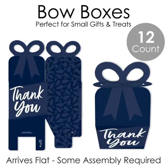 Big Dot of Happiness Navy Blue Elegantly Simple - Square Favor Gift Boxes - Guest Party Favors Bow Boxes - Set of 12 {7}