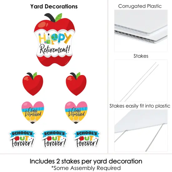 Big Dot of Happiness Teacher Retirement - Yard Sign and Outdoor Lawn Decorations - Happy Retirement Party Yard Signs - Set of 8 {6}