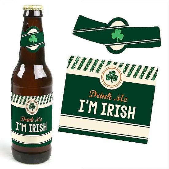 Big Dot of Happiness St. Patrick's Day - Saint Paddy's Day Decorations for Women and Men - 6 Beer Bottle Label Stickers and 1 Carrier {4}
