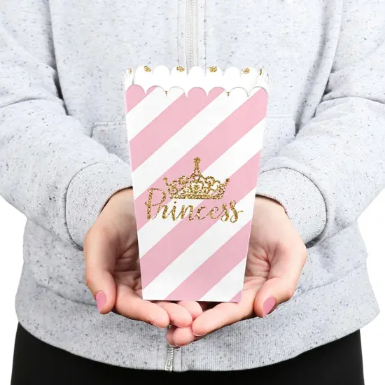 Big Dot of Happiness Little Princess Crown - Pink and Gold Princess Baby Shower or Birthday Party Favor Popcorn Treat Boxes - Set of 12 {6}
