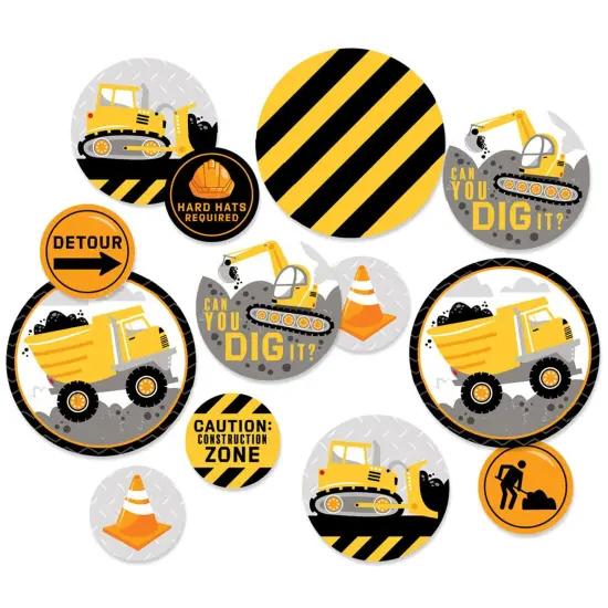 Big Dot of Happiness Dig It - Construction Party Zone - Baby Shower or Birthday Party Giant Circle Confetti - Party D&eacute;cor - Large Confetti 27 Count {1}