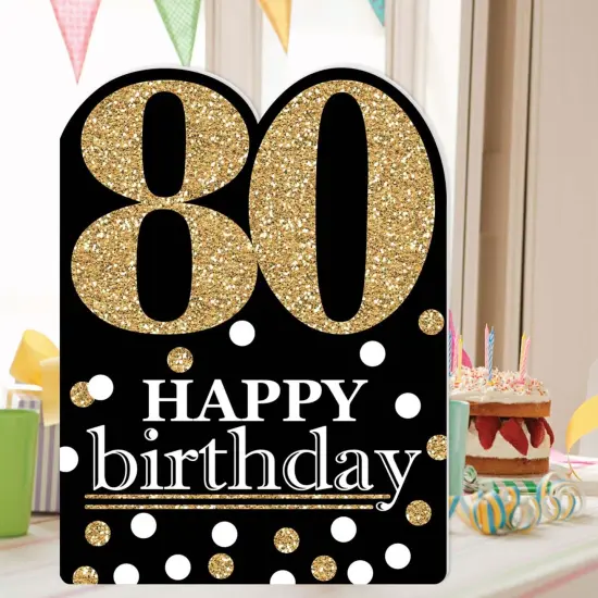 Big Dot of Happiness Adult 80th Birthday - Gold - Happy Birthday Giant Greeting Card - Big Shaped Jumborific Card {3}