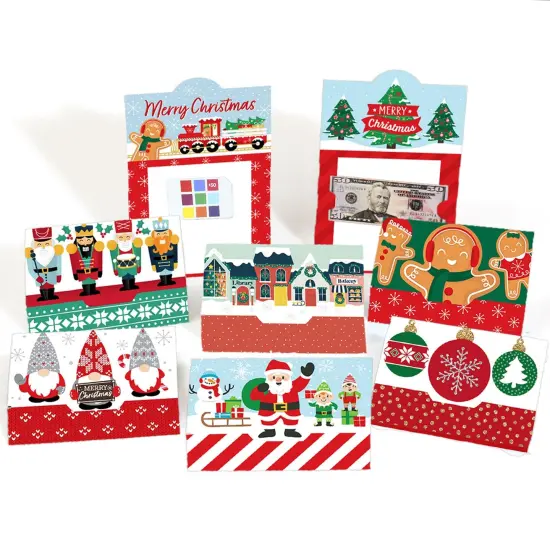 Big Dot of Happiness Merry Christmas Cards - Assorted Holiday Money and Gift Card Holders - Set of 8 {1}