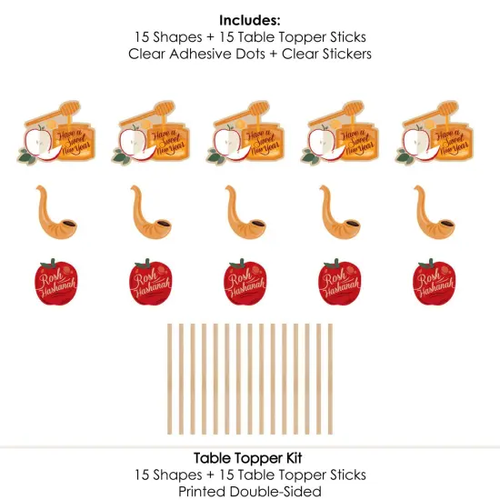 Big Dot of Happiness Rosh Hashanah - New Year Centerpiece Sticks - Table Toppers - Set of 15 {7}