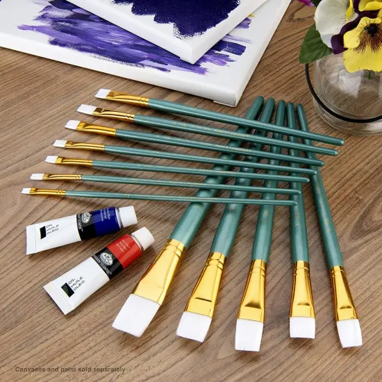 Royal & Langnickel(R) White Taklon Flat Value Pack Brush Set-12/Pkg {4}