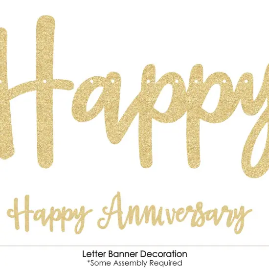 Big Dot of Happiness We Still Do - 50th Wedding Anniversary - Letter Banner Decor - 36 Cutouts & No-Mess Real Gold Glitter Happy Anniversary Letters {6}