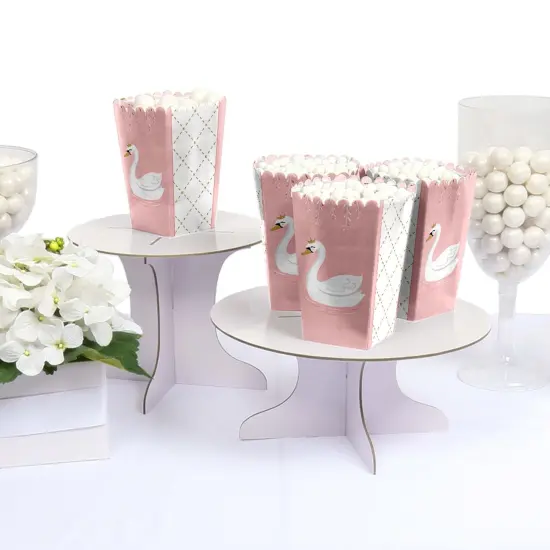 Big Dot of Happiness Swan Soiree - White Swan Baby Shower or Birthday Party Favor Popcorn Treat Boxes - Set of 12 {4}