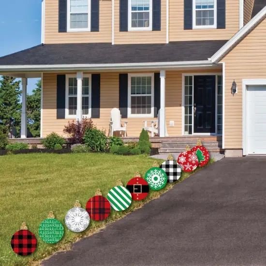 Big Dot of Happiness Black, Red and Green Ornaments - Lawn Decorations - Outdoor Holiday and Christmas Yard Decorations - 10 Piece {4}