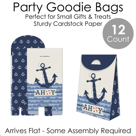 Big Dot of Happiness Ahoy - Nautical - Baby Shower or Birthday Gift Favor Bags - Party Goodie Boxes - Set of 12 {7}