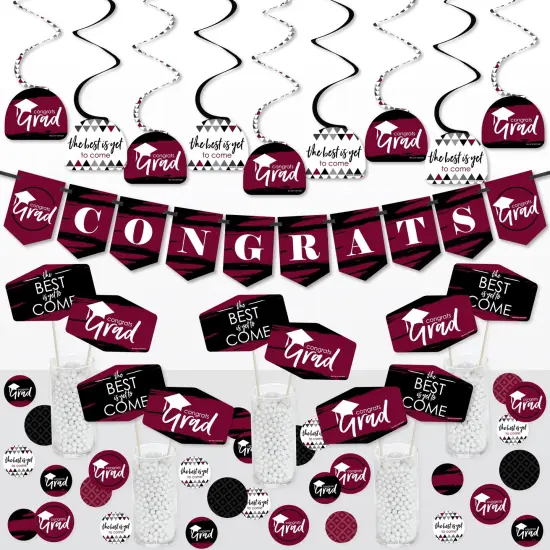 Big Dot of Happiness Maroon Grad - Best is Yet to Come - Burgundy Graduation Party Supplies Decoration Kit - Decor Galore Party Pack - 51 Pieces {1}
