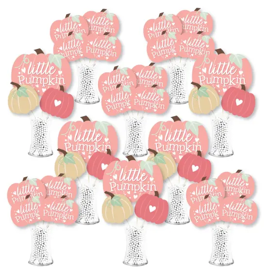 Big Dot of Happiness Girl Little Pumpkin - Fall Birthday Party or Baby Shower Centerpiece Sticks - Showstopper Table Toppers - 35 Pieces {1}
