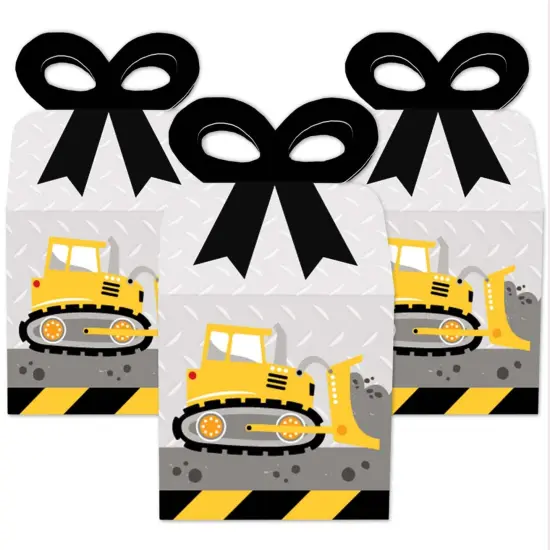 Big Dot of Happiness Dig It - Construction Party Zone - Square Favor Gift Boxes - Baby Shower or Birthday Party Bow Boxes - Set of 12 {3}