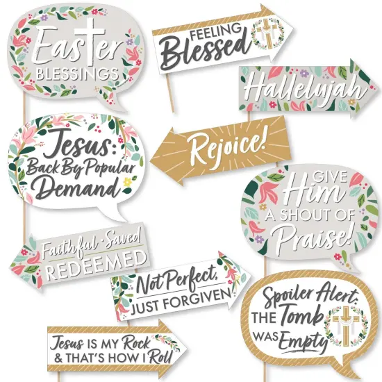 Big Dot of Happiness Funny Religious Easter - Christian Holiday Party Photo Booth Props Kit - 10 Piece {1}