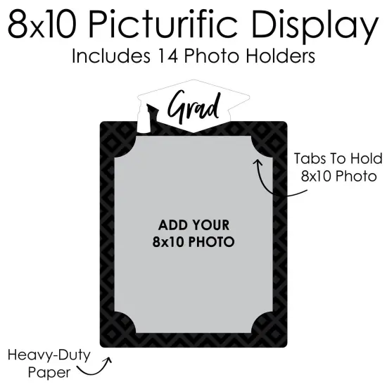 Big Dot of Happiness Black and White Graduation 8 x 10 inches K-12 School Photo Holder - DIY Party Decor - Picturific Display {7}