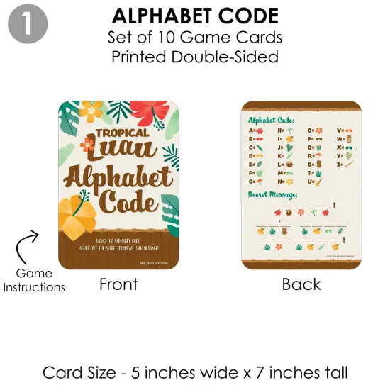 Big Dot of Happiness Tropical Luau - 4 Hawaiian Beach Party Games - 10 Cards Each - Gamerific Bundle {6}