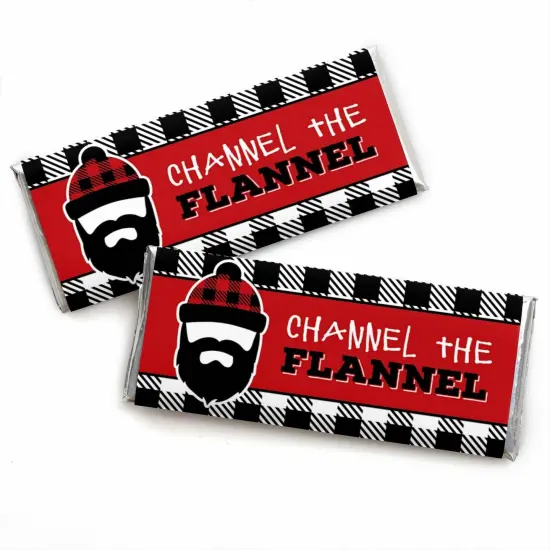 Big Dot of Happiness Lumberjack - Channel the Flannel - Candy Bar Wrapper Buffalo Plaid Party Favors - Set of 24 {1}