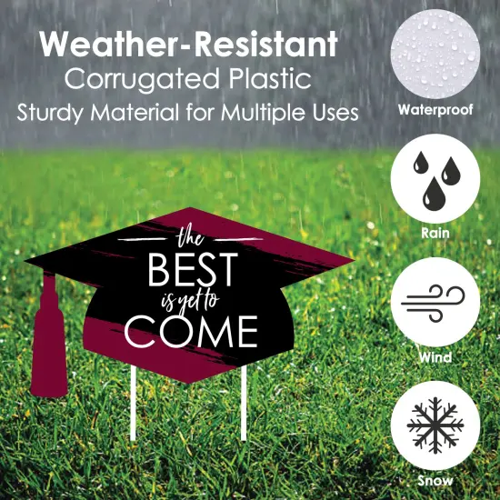 Big Dot of Happiness Maroon Graduation Lawn Decorations - 10 Piece {6}