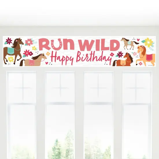 Big Dot of Happiness Run Wild Horses - Happy Birthday Pony Decorations Party Banner {6}