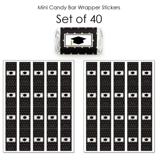 Big Dot of Happiness Gold Graduation Party - Mini Candy Bar Wrapper Stickers - Small Favors - 40 Count {4}