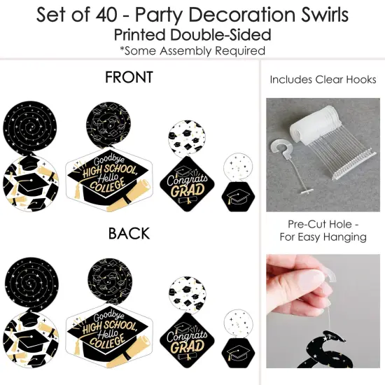 Big Dot of Happiness Hello College - Graduation Decorations Hanging Swirls - Set of 40 {7}