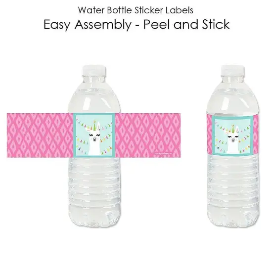 Big Dot of Happiness Whole Llama Fun - Llama Fiesta Baby Shower or Birthday Party Water Bottle Sticker Labels - Set of 20 {3}