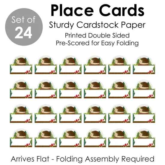 Big Dot of Happiness Forest Hedgehogs - Woodland Birthday Party or Baby Shower Tent Buffet Card - Table Setting Name Place Cards - Set of 24 {7}