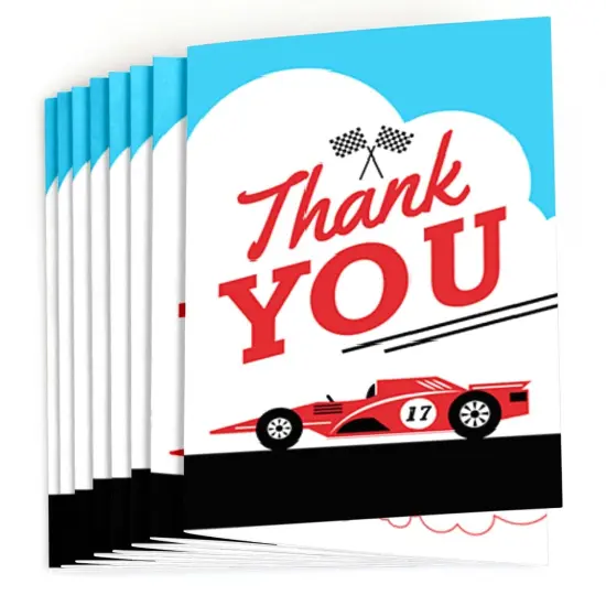Big Dot of Happiness Let's Go Racing - Racecar - Baby Shower or Race Car Birthday Party Thank You Cards (8 count) {3}