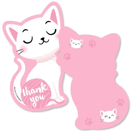 Big Dot of Happiness Purr-fect Kitty Cat - Shaped Thank You Cards - Kitten Baby Shower Birthday Party Thank You Note Cards with Envelopes - Set of 12 {1}
