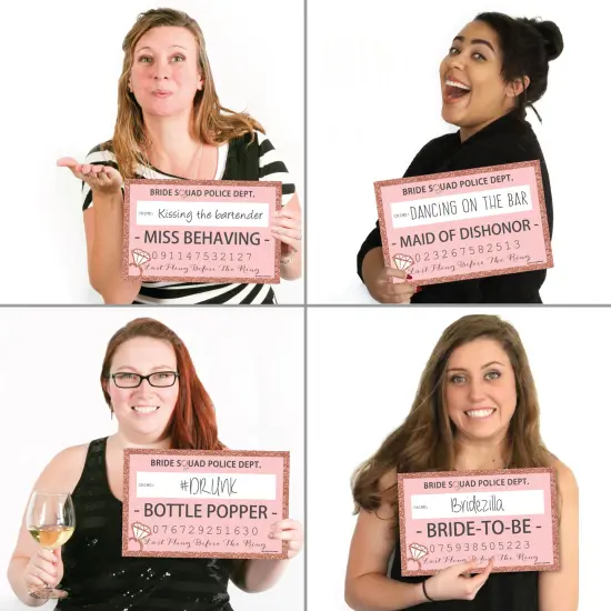 Big Dot of Happiness Bride Squad - Rose Gold Bridal Shower or Bachelorette Party Mug Shots - Photo Booth Props Mugshot Signs - 20 Count {4}