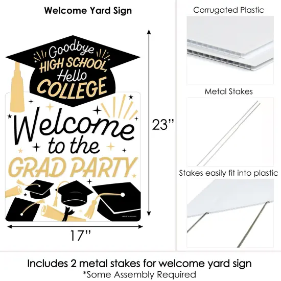 Big Dot of Happiness Hello College Graduation Party Decorations - Grad Party Welcome Yard Sign {4}