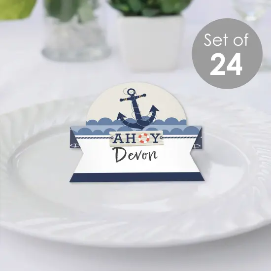 Big Dot of Happiness Ahoy - Nautical - Baby Shower or Birthday Party Tent Buffet Card - Table Setting Name Place Cards - Set of 24 {3}