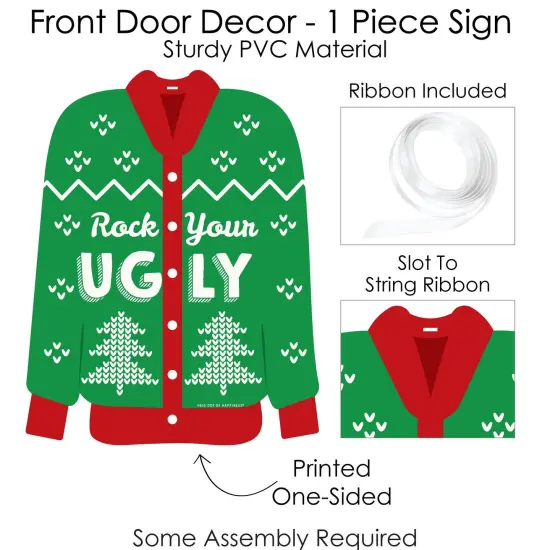 Big Dot of Happiness Ugly Sweater - Hanging Porch Holiday and Christmas Party Outdoor Decorations - Front Door Decor - 1 Piece Sign {6}